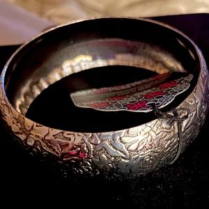 New with tag silver bangle with rose accent